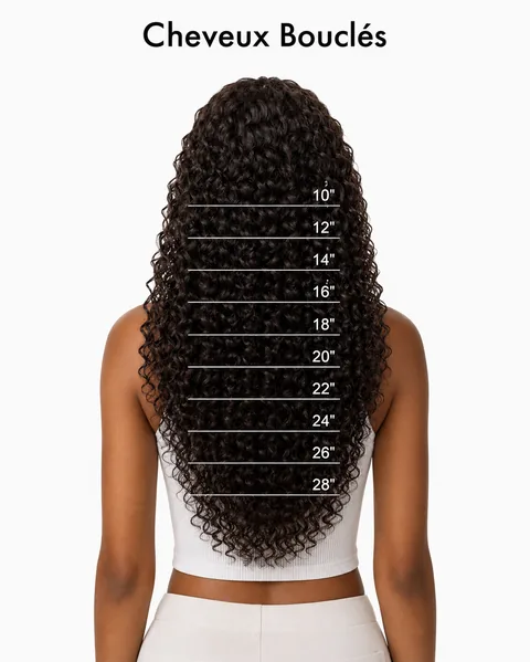 Guide de longueur - cheveux bouclés, de 10 à 28 pouces