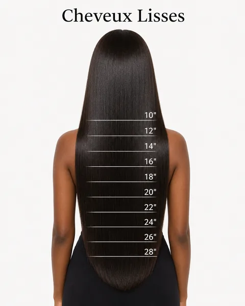 Guide de longueur - cheveux lisses, de 10 à 28 pouces