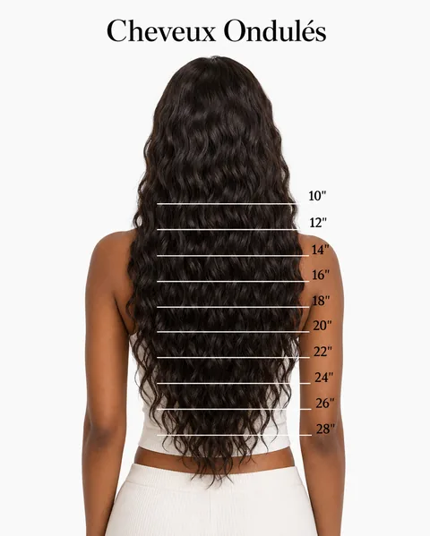 Guide de longueur - cheveux ondulés, de 10 à 28 pouces